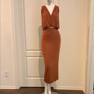 G/FORE Rust Cutout Midi Dress
